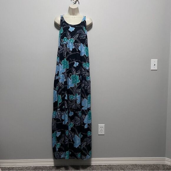 Loft Blue Floral Spaghetti Strap Maxi Dress Size 16M - Picture 1 of 9